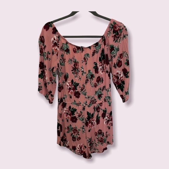 Ambiance 3/4 Sleeve Floral Romper Shorts - Size L - Picture 3 of 6